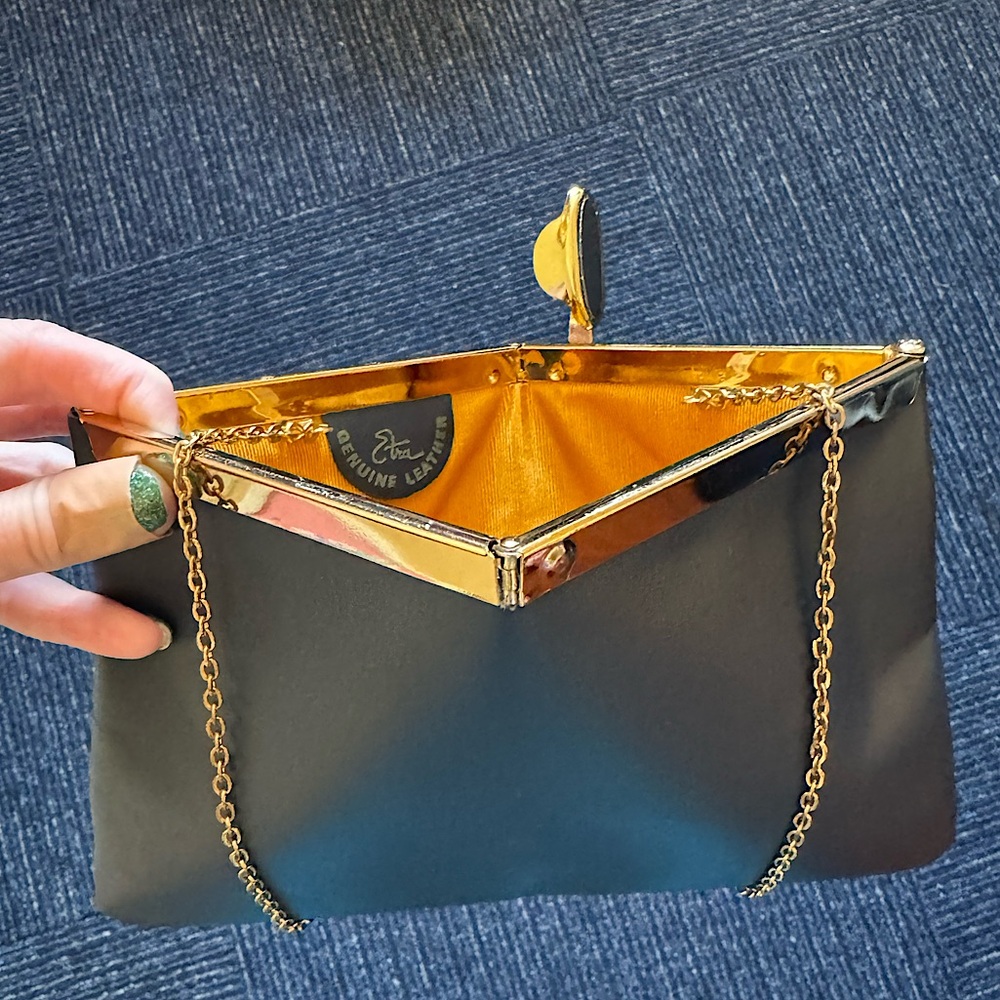 Vintage Dark Navy and Gold Women's Clutch